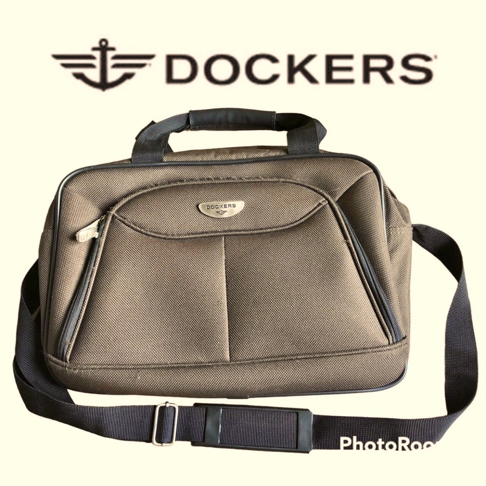 DOCKERS 15" Duffel Bag CarryOn Overnight Weekend Canvas Travel Tote BROWN UNISEX